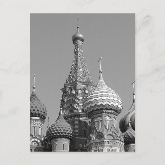 B&W Saint Basil's Cathedral Postcard (Front)