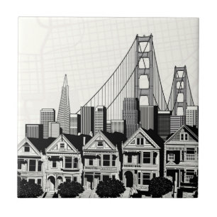 B&W San Francisco California Ceramic Tile
