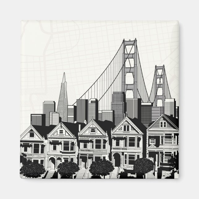 B&W San Francisco California Magnet (Front)