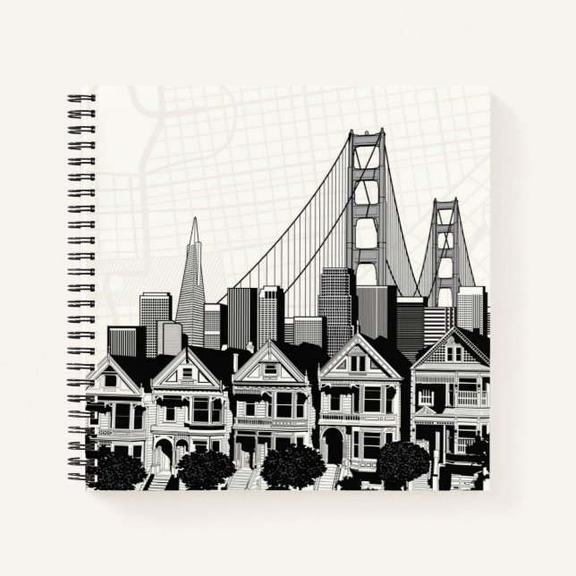 B&W San Francisco California Notebook (Front)