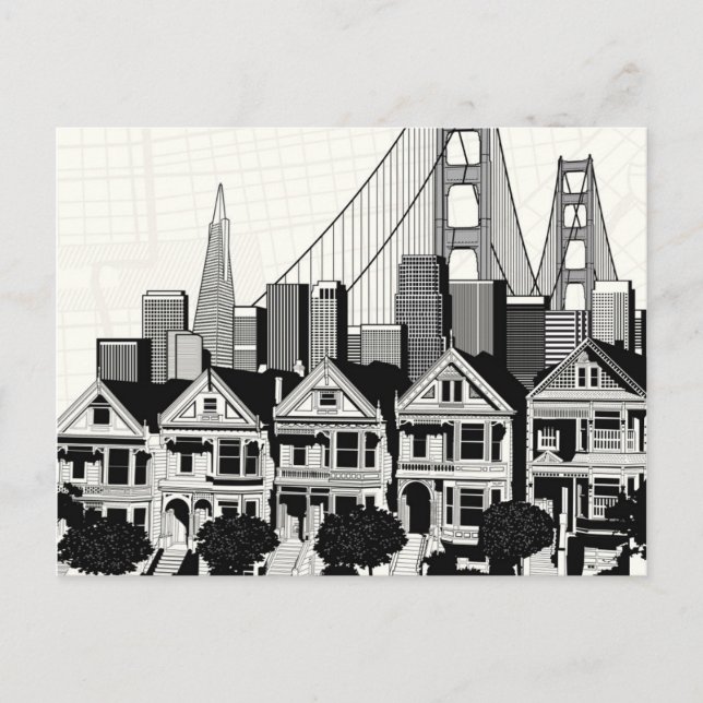 B&W San Francisco California Postcard (Front)