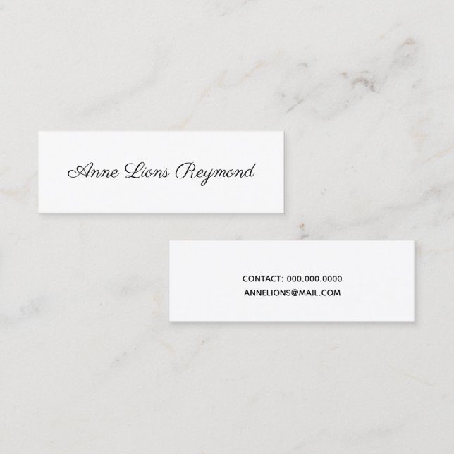 b/w script font style minimal elegant & modern mini business card (Front/Back)