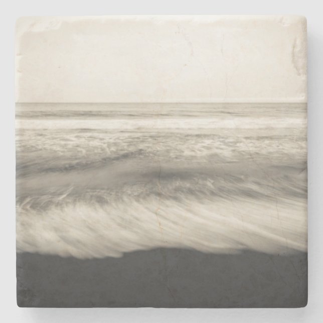 B&W seascape, Hawaii Stone Coaster (Front)