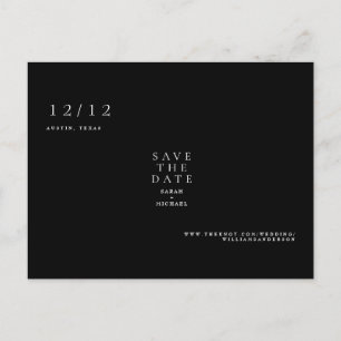 B/W Simple Text Only Wedding Save the Date  Postcard