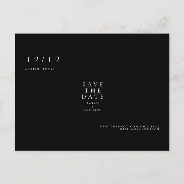 B/W Simple Text Only Wedding Save the Date  Postcard (Front)