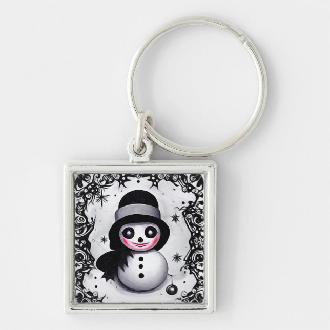 B&W Snowgirl Key Ring (Front)