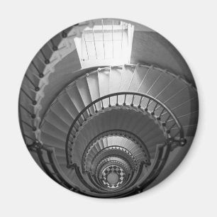 B&W spiral lighthouse staircase Magnet