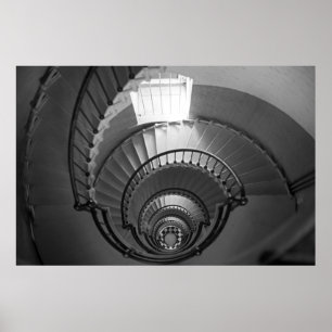 B&W spiral staircase Poster