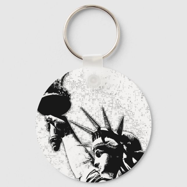 B&W Statue of Liberty Key Ring (Front)