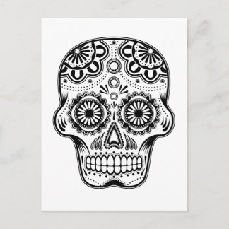 B&W Sugar Skull Postcard