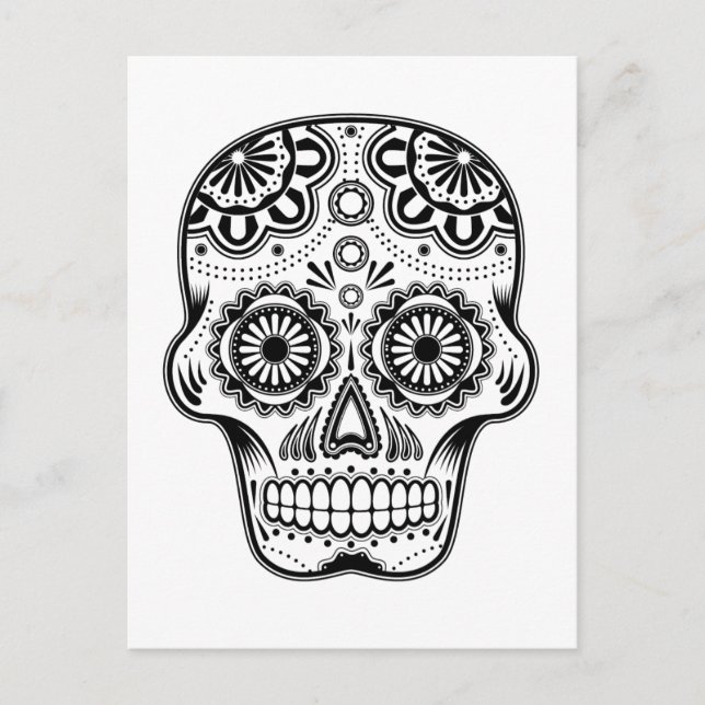 B&W Sugar Skull Postcard (Front)