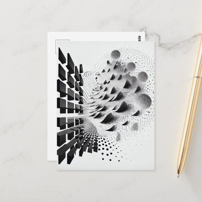 B&W Surreal Abstract Geometric Design Card (Front/Back In Situ)