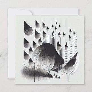 B&W Surreal Optical Illusion Abstract Forest Card
