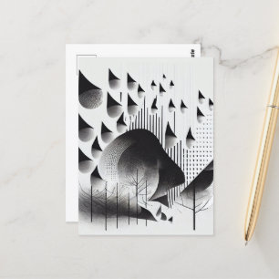 B&W Surreal Optical Illusion Abstract Forest Card