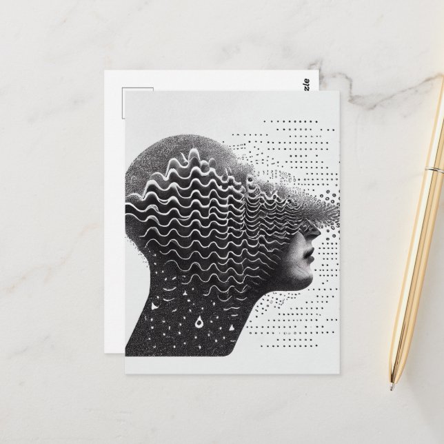 B&W Surreal Optical Illusion Woman’s Face Card (Front/Back In Situ)