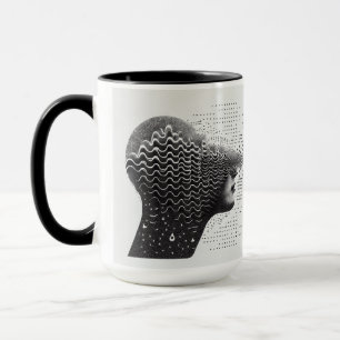 B&W Surreal Optical Illusion Woman’s Face Card Mug