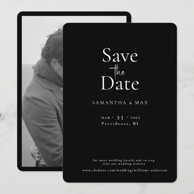 B/W The Two of Us B/W Photo Save the Date (Front/Back)