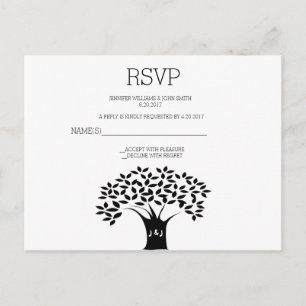B&W Tree Wedding RSVP Cards