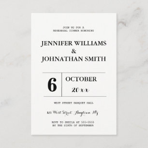 B&W typography rehearsal dinner invitations