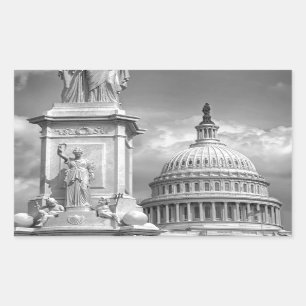 B&W Washington DC Rectangular Sticker