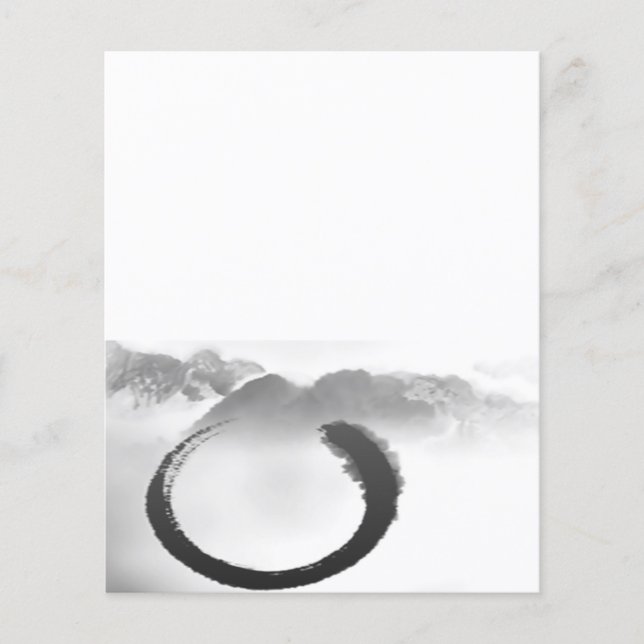 B&W Watercolor Tranquil Mountains Zen Enso (Front)