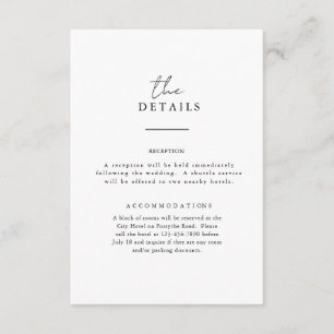 B&W Wedding Details Card