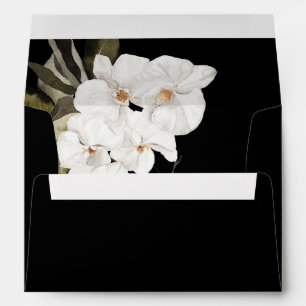 B&W White Floral 5 - Black All Over Envelope