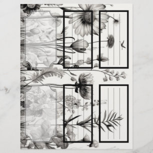 B&W Wildflowers Suzy's Garden 1 Blank Customisable