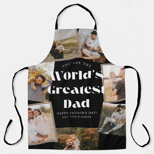 B & W World's Greatest Dad 7 Photo Collage Apron (Front)