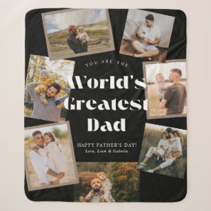 B & W World's Greatest Dad 8 Photo Collage Sherpa Blanket