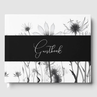 B&W X-Ray Flowers Custom Personalised Wedding Guest Book