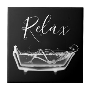 B&W X-Ray Skeleton in Bath Ceramic Tile
