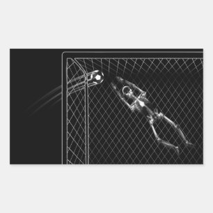 B&W X-Ray Skeleton Soccer Goalie Rectangular Sticker