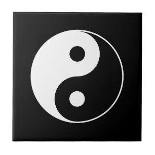 B & W Yin Yang Symbol Tile