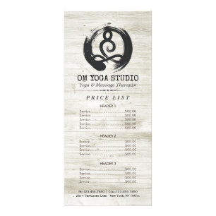 B&W YOGA Instructor Price List Meditation Pose Zen Rack Card