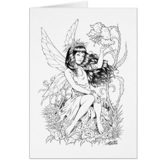 B&W Young Fairy with Flowers by Al Rio