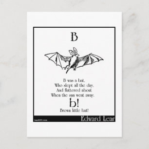 B was a bat postcard