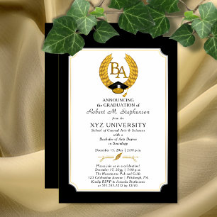 BA - Bachelor of Arts Degree College Graduation Invitation