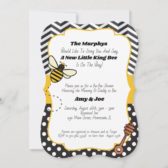 Ba-Bee Baby Shower Invitation | King/Queen Bee (Front)