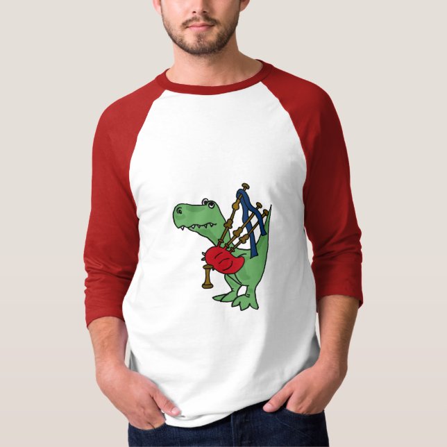 BA- Funny T-rex Dinosaur Playing Bagpipes Shirt (Front)