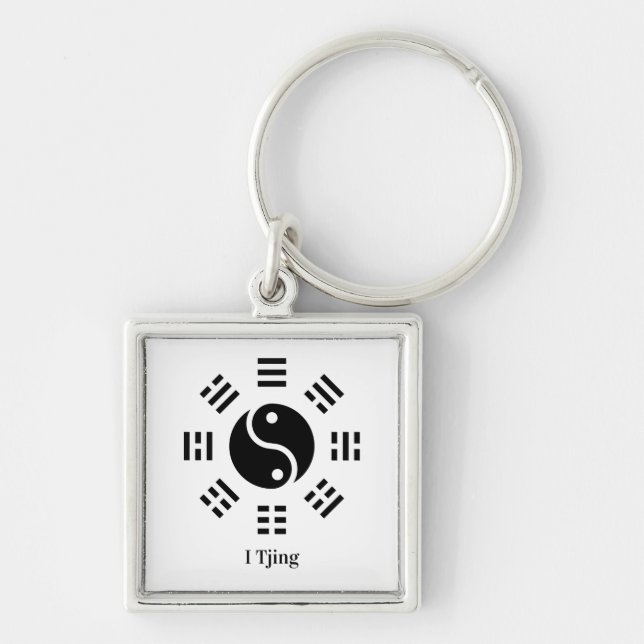 Ba Gua, eight trigrams, yin yang customisable  Key Ring (Front)