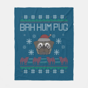 Ba Ham Pug Pugly Christmas Ugly Christmas Sweater Fleece Blanket