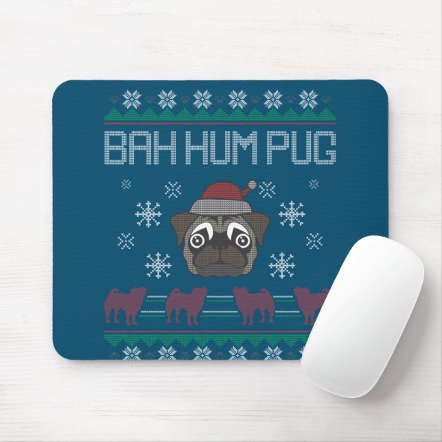 Ba Ham Pug Pugly Christmas Ugly Christmas Sweater Mouse Pad (With Mouse)