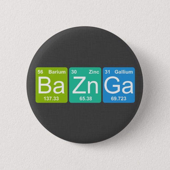 Ba Zn Ga! Periodic Table Elements Button (Front)