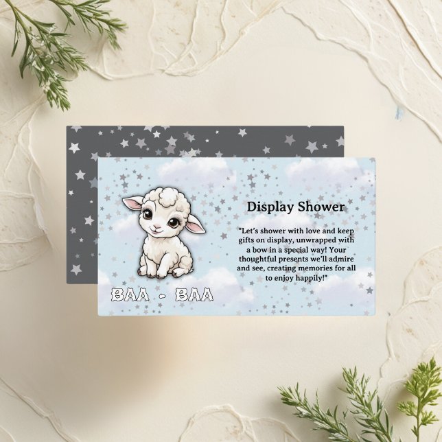 Baa-baa A Little Lamb Stars Baby Shower Enclosure Card (Creator Uploaded)