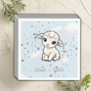 Baa-baa A Little Lamb Stars Baby Shower Napkin