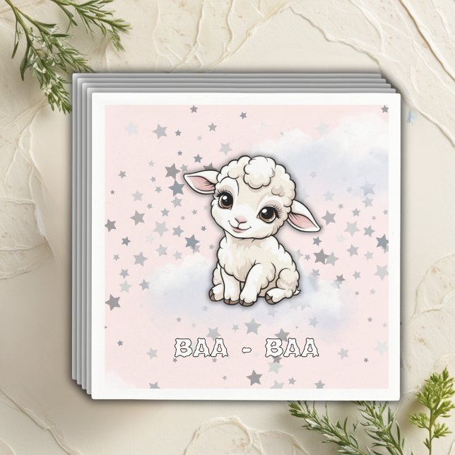 Baa-baa A Little Lamb Stars Baby Shower Napkin (Creator Uploaded)