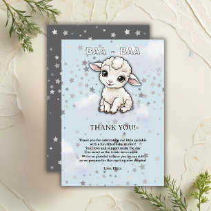 Baa-baa A Little Lamb Stars Baby Shower Thank You Card