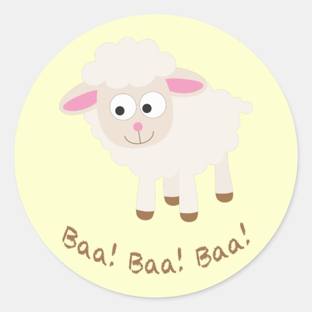 Baa! Baa! Baa! Cute Little Lamb Classic Round Sticker (Front)