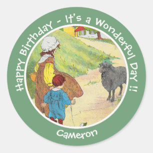 Baa, Baa, Black Sheep Birthday Party Collection Classic Round Sticker